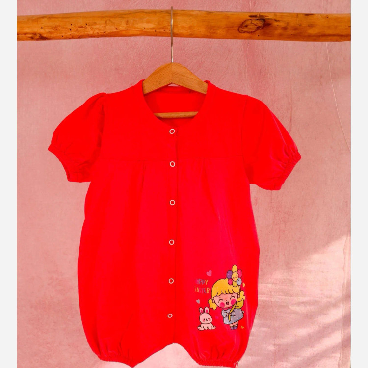 رامپر نوزادی دخترانه طرحدار پنبه سوپر - 6 رنگ - سایز 2 و 3