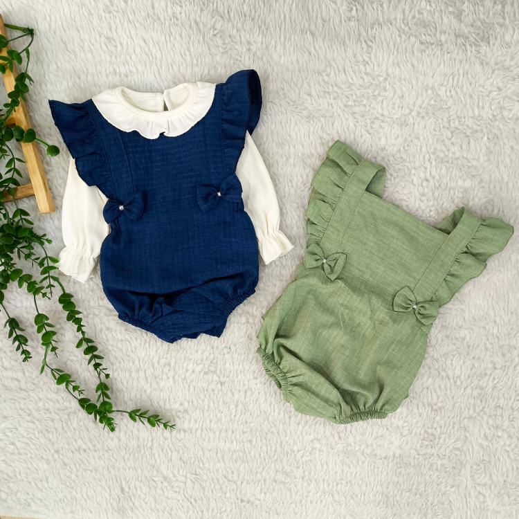 ست دو تیکه بادی و بلوز مجلسی دخترانه نخی کبریتی ضخیم پاییزه 3 تا 18 ماه