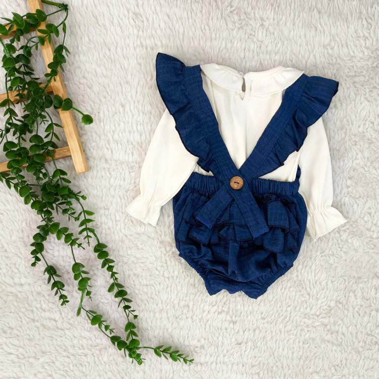 ست دو تیکه بادی و بلوز مجلسی دخترانه نخی کبریتی ضخیم پاییزه 3 تا 18 ماه