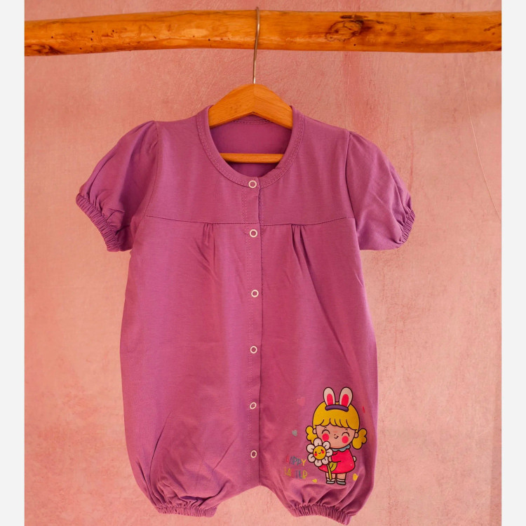 رامپر نوزادی دخترانه طرحدار پنبه سوپر - 6 رنگ - سایز 2 و 3