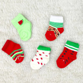 جوراب نیم ساق یلدایی نوزاد طرح انار - پنبه صد درصد نرم و لطیف - سایز 0 تا 6 ماه