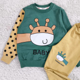 بلوز شلوار پسرانه زرافه خالدار پنبه دورس نرم و لطیف سایز 45 و 50