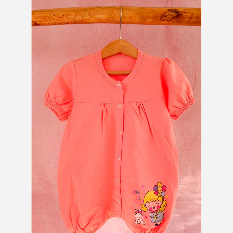 رامپر نوزادی دخترانه طرحدار پنبه سوپر - 6 رنگ - سایز 2 و 3