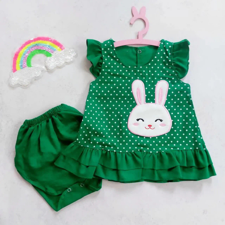 سارافون و شورت نخی بچگانه طرح خرگوش ملوس | خنک و لطیف | مناسب 1 تا 3 سال