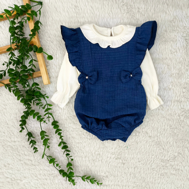 ست دو تیکه بادی و بلوز مجلسی دخترانه نخی کبریتی ضخیم پاییزه 3 تا 18 ماه