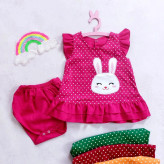 سارافون و شورت نخی بچگانه طرح خرگوش ملوس | خنک و لطیف | مناسب 1 تا 3 سال