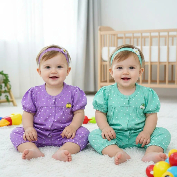 رامپر نوزادی دخترانه قلب قلبی سرهمی دخترانه