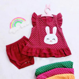 سارافون و شورت نخی بچگانه طرح خرگوش ملوس | خنک و لطیف | مناسب 1 تا 3 سال