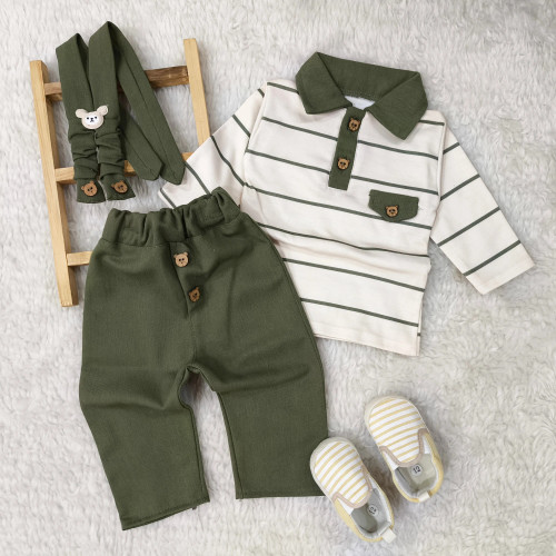 بلوز شلوار مجلسی پسرانه تریکو و کتان پنبه | بدو تولد تا سه سال و نیم