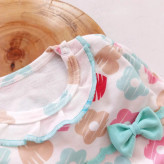 بلوز شلوار نوزادی پنبه ای طرح شکوفه سبز | سایز 3 ماه تا 2.5 سال