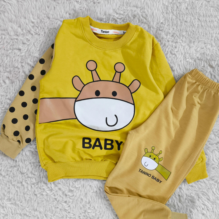 بلوز شلوار پسرانه زرافه خالدار پنبه دورس نرم و لطیف سایز 45 و 50