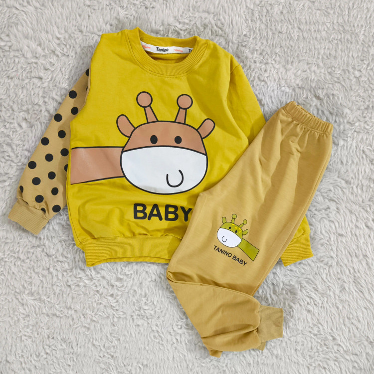 بلوز شلوار پسرانه زرافه خالدار پنبه دورس نرم و لطیف سایز 45 و 50