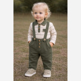 بلوز شلوار مجلسی پسرانه تریکو و کتان پنبه | بدو تولد تا سه سال و نیم