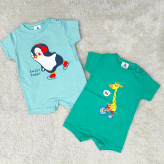 رامپر آستین کوتاه نوزادی سرهمی دخترانه رامپر پسرانه