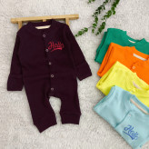 سرهمی کبریتی نوزادی Hello | پنبه کشسانی بالا | دستکش دار | سایز 3 تا 9 ماه