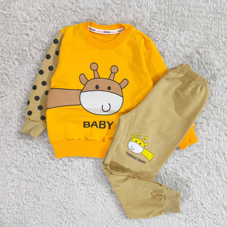 بلوز شلوار پسرانه زرافه خالدار پنبه دورس نرم و لطیف سایز 45 و 50