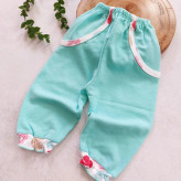 بلوز شلوار نوزادی پنبه ای طرح شکوفه سبز | سایز 3 ماه تا 2.5 سال