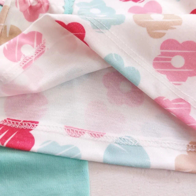 بلوز شلوار نوزادی پنبه ای طرح شکوفه سبز | سایز 3 ماه تا 2.5 سال