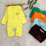 سرهمی کبریتی نوزادی Hello | پنبه کشسانی بالا | دستکش دار | سایز 3 تا 9 ماه