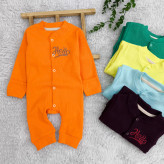 سرهمی کبریتی نوزادی Hello | پنبه کشسانی بالا | دستکش دار | سایز 3 تا 9 ماه