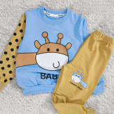 بلوز شلوار پسرانه زرافه خالدار پنبه دورس نرم و لطیف سایز 45 و 50