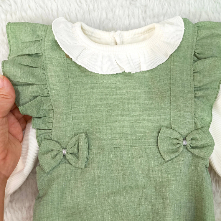 ست دو تیکه بادی و بلوز مجلسی دخترانه نخی کبریتی ضخیم پاییزه 3 تا 18 ماه