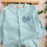 سرهمی کبریتی نوزادی Hello | پنبه کشسانی بالا | دستکش دار | سایز 3 تا 9 ماه