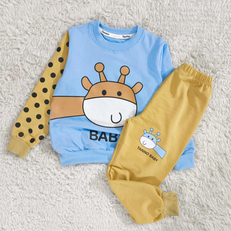 بلوز شلوار پسرانه زرافه خالدار پنبه دورس نرم و لطیف سایز 45 و 50