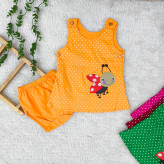 سارافون و شورت نوزاد دخترانه طرح کفشدوزک | جنس کتان نخ خنک | سایز 6 ماه تا 2 سال