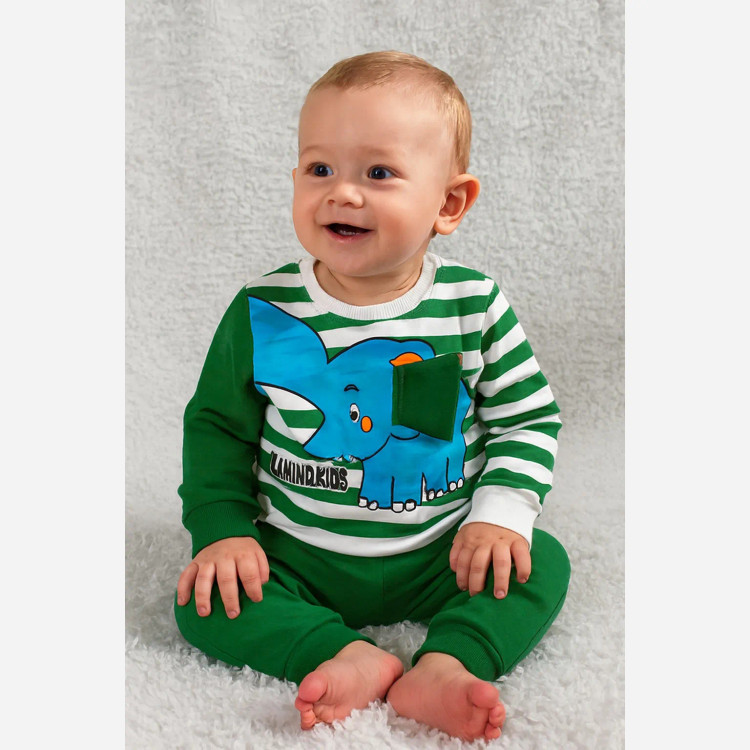 بلوز شلوار فیل راه راه پنبه دورس بچگانه | نرم و لطیف | مناسب 1 تا 4 سال