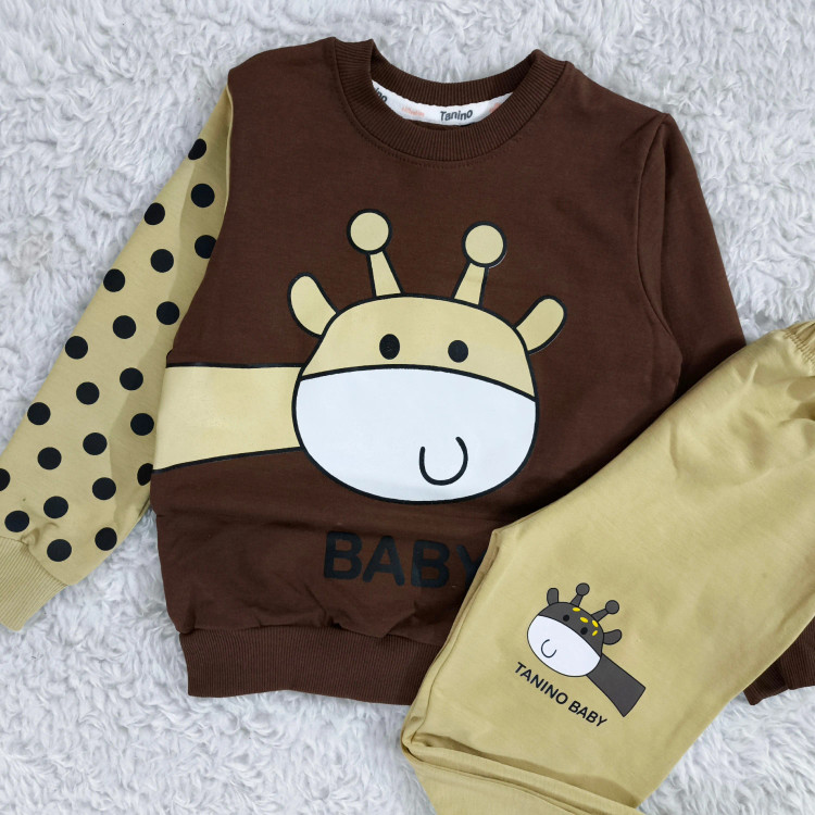 بلوز شلوار پسرانه زرافه خالدار پنبه دورس نرم و لطیف سایز 45 و 50