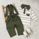 بلوز شلوار مجلسی پسرانه تریکو و کتان پنبه | بدو تولد تا سه سال و نیم