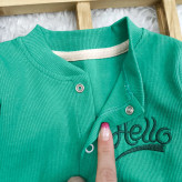 سرهمی کبریتی نوزادی Hello | پنبه کشسانی بالا | دستکش دار | سایز 3 تا 9 ماه