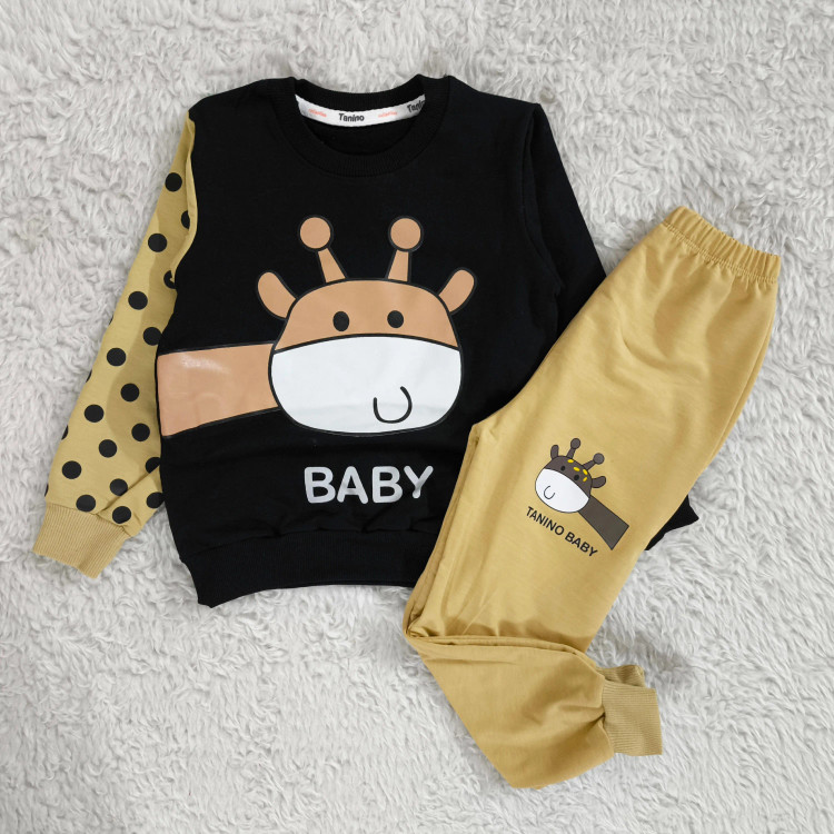 بلوز شلوار پسرانه زرافه خالدار پنبه دورس نرم و لطیف سایز 45 و 50