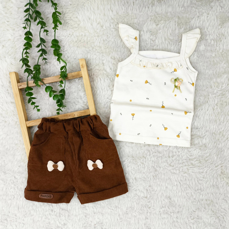 تاپ شورت نوزادی تاپ شلوارک دخترانه ست تابستانه