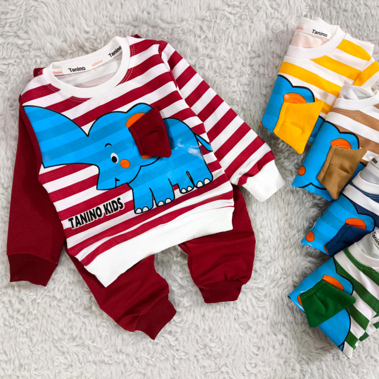 بلوز شلوار فیل راه راه پنبه دورس بچگانه | نرم و لطیف | مناسب 1 تا 4 سال