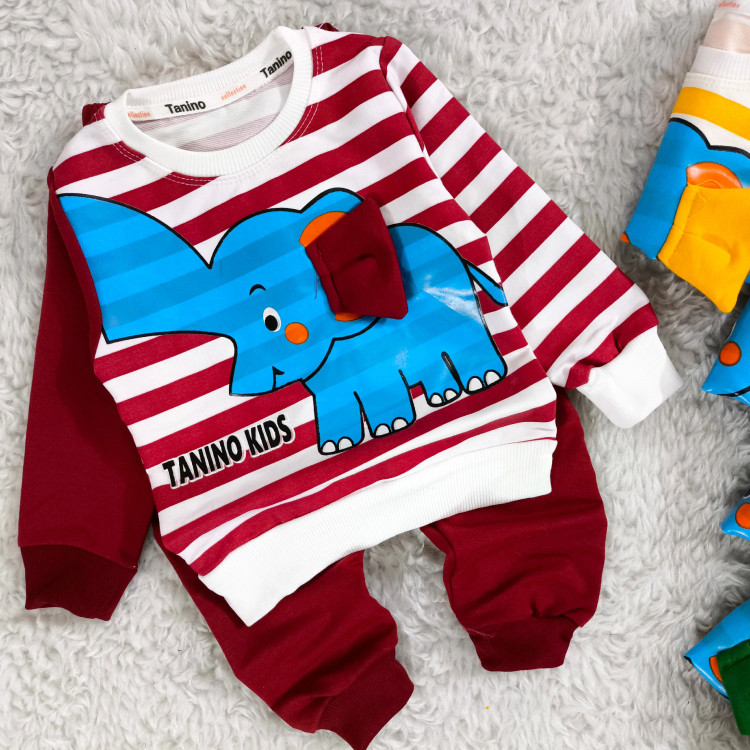 بلوز شلوار فیل راه راه پنبه دورس بچگانه | نرم و لطیف | مناسب 1 تا 4 سال