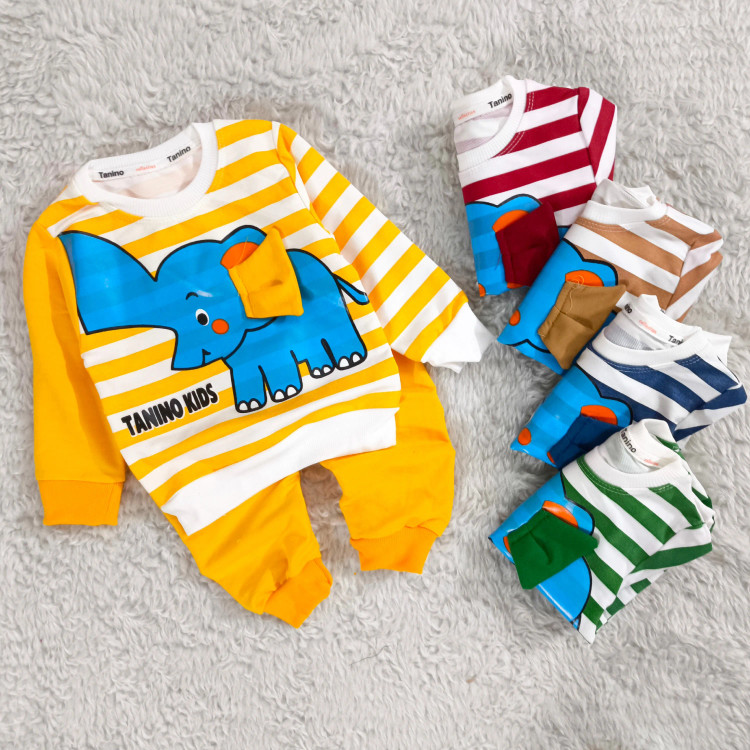 بلوز شلوار فیل راه راه پنبه دورس بچگانه | نرم و لطیف | مناسب 1 تا 4 سال