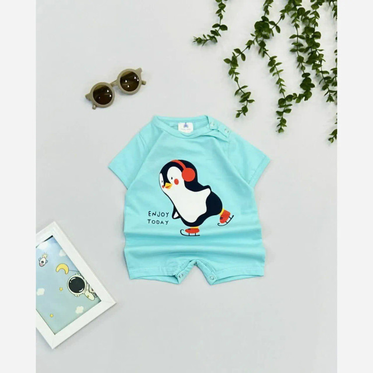 رامپر آستین کوتاه نوزادی سرهمی دخترانه رامپر پسرانه