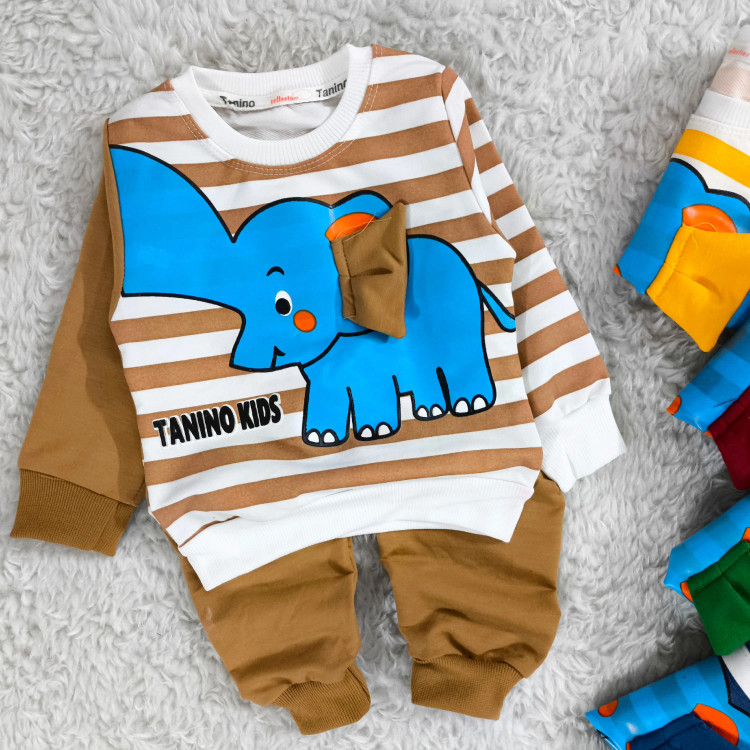 بلوز شلوار فیل راه راه پنبه دورس بچگانه | نرم و لطیف | مناسب 1 تا 4 سال