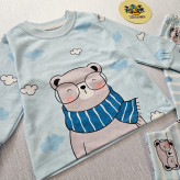 ست بلوز و شلوار راحتی بچگانه طرح خرس عینکی | لباس راحتی کودک پنبه ای