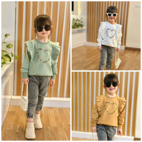 بلوز دورس پنبهای بچگانه گلدوزی شده کیدلوم | مناسب 2 تا 8 سال