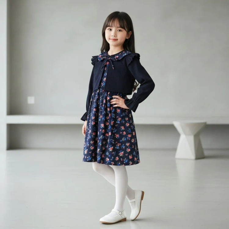 ست کت و سارافون دخترانه طرح گلدار | لباس مجلسی کودک | سایز 2 تا 10 سال