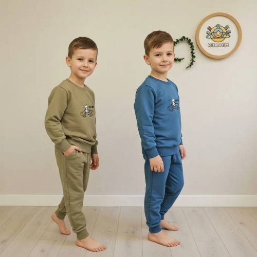 ست بلوز شلوار پسرانه طرح سگ ماشین سوار | لباس راحتی بچگانه | 1 تا 7 سال