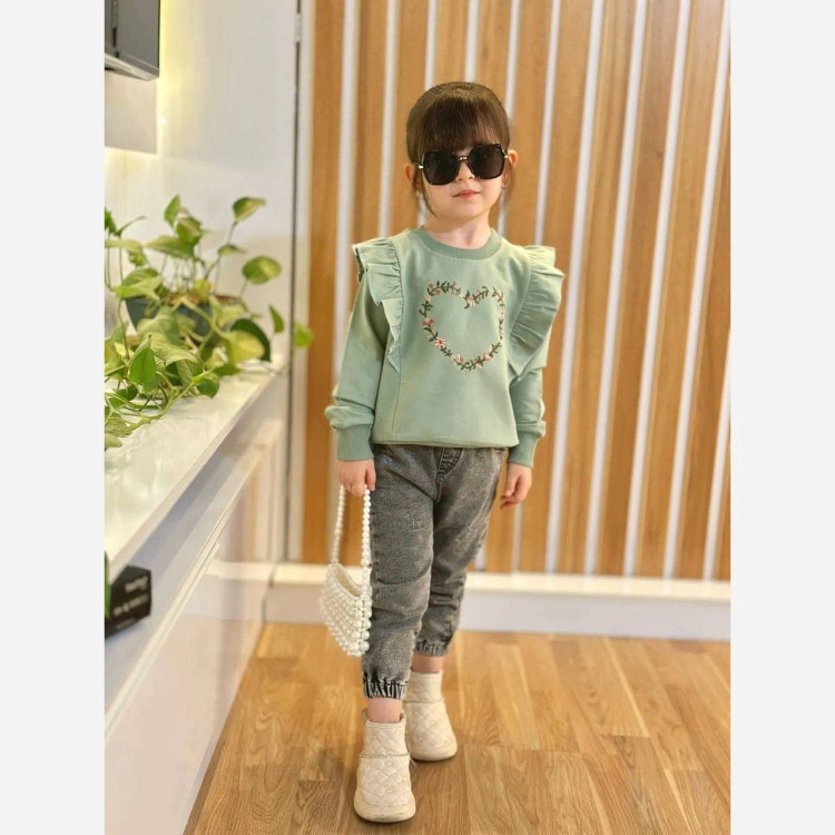 بلوز دورس پنبهای بچگانه گلدوزی شده کیدلوم | مناسب 2 تا 8 سال