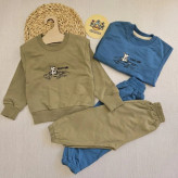 ست بلوز شلوار پسرانه طرح سگ ماشین سوار | لباس راحتی بچگانه | 1 تا 7 سال