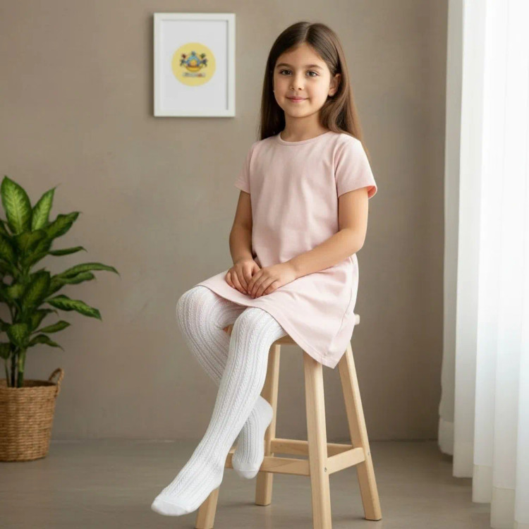 جوراب ساق بلند دخترانه طرح بافتنی نخ پنبه ای لطیف مناسب 2 تا 10 سال