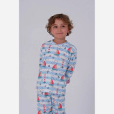 ست خواب پسرانه طرح دریا و قایق، لباس راحتی نخی بچگانه، مناسب 1 تا 8 سال