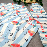 ست خواب پسرانه طرح دریا و قایق، لباس راحتی نخی بچگانه، مناسب 1 تا 8 سال