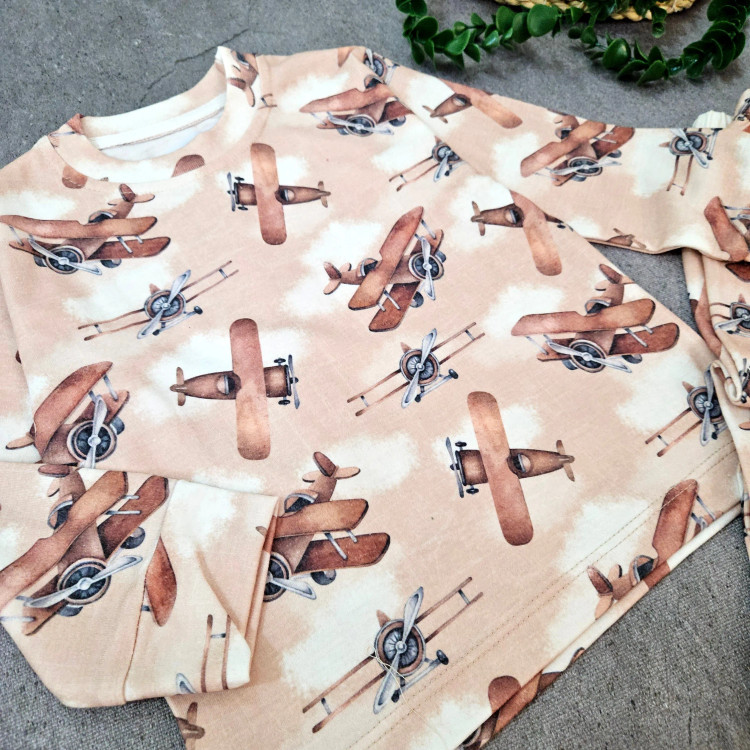 ست لباس راحتی پسرانه طرح هواپیما | لباس خانگی کودک | پنبه با کیفیت